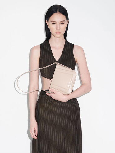 Túi bucket phom vuông Petra Boxy, Xám trắng, hi-res