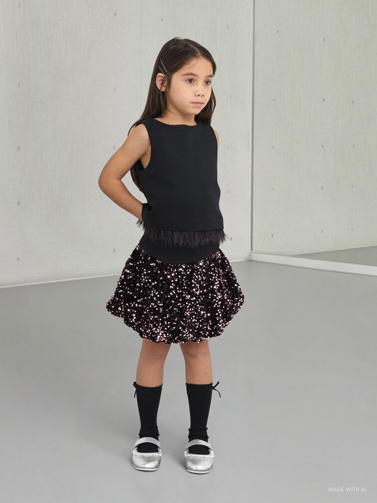 Girls' Metallic Lace-Trim Mary Jane Sneakers, Silver, hi-res