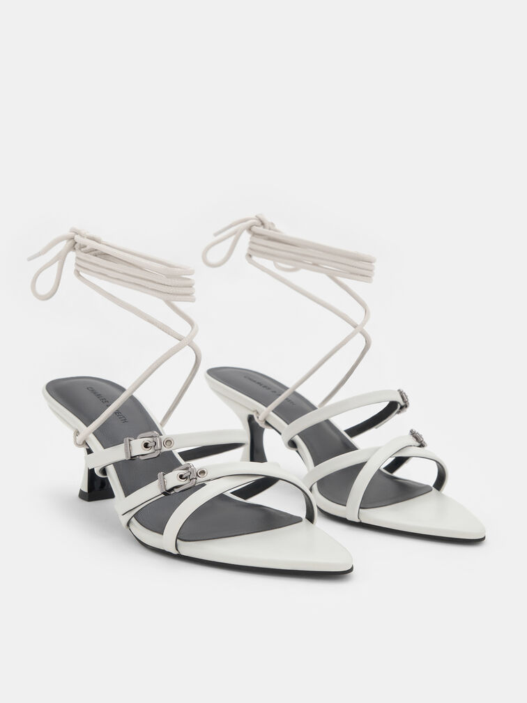 Amaliya Pointed Strappy Heeled Sandals, White, hi-res