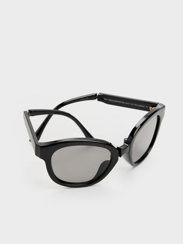 Brea Round Sunglasses, Black, hi-res