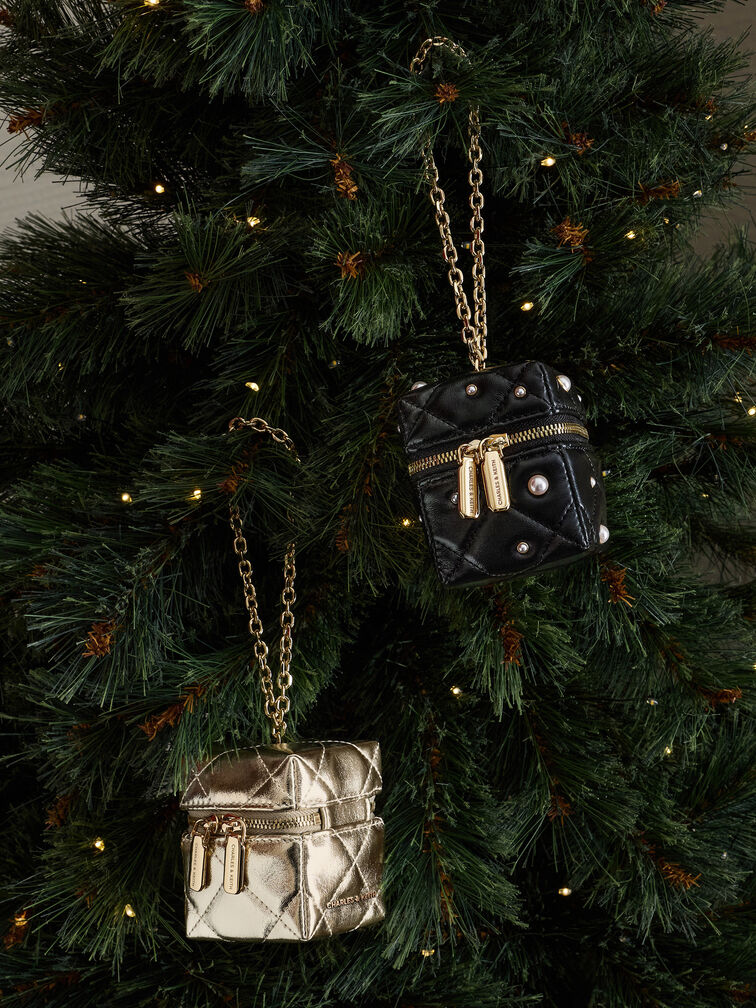 Túi xách hình hộp Micro Janie Metallic, Rượu vang, hi-res