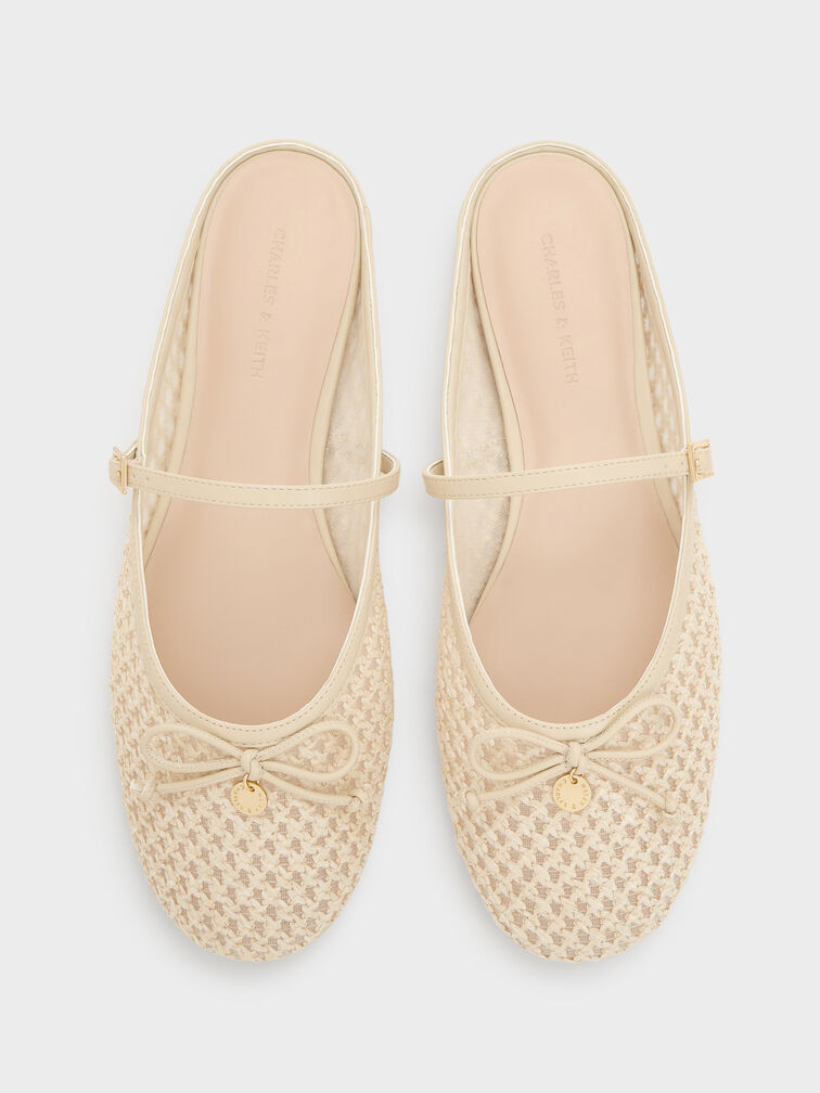 Gi&agrave;y mules đế thấp Raffia, Be, hi-res