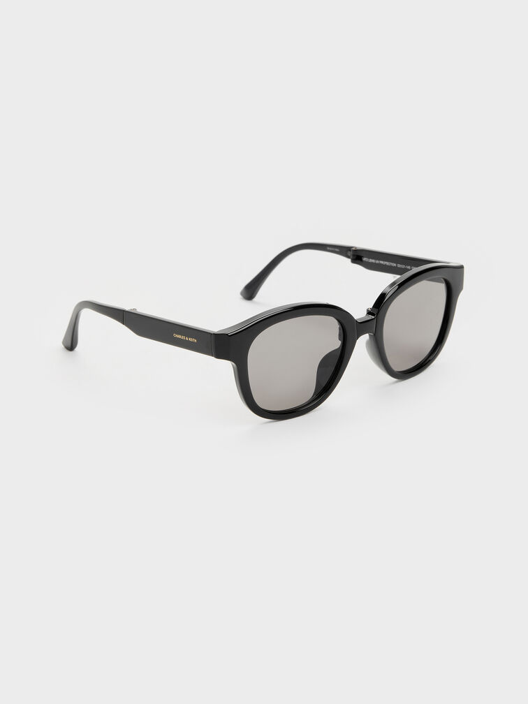 Brea Round Sunglasses, Black, hi-res