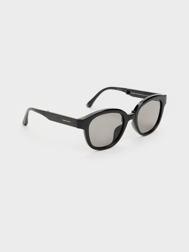 Brea Round Sunglasses, Black, hi-res