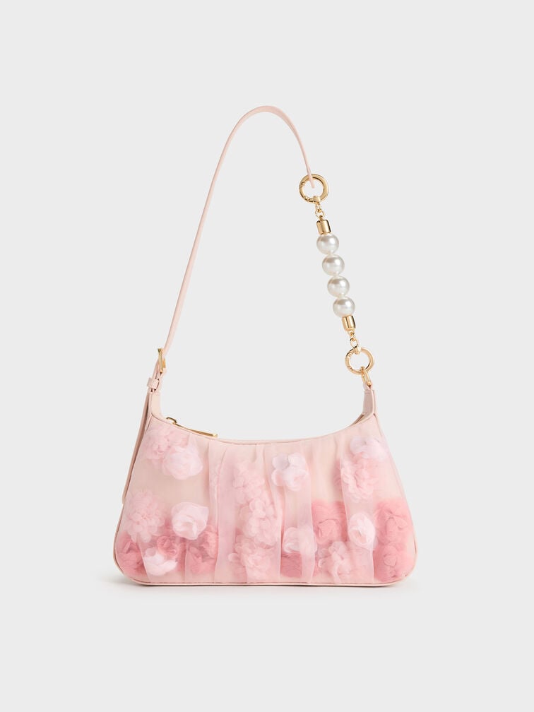 Bộ qu&agrave; tặng: T&uacute;i đeo vai Floral Mesh, Hồng nhạt, hi-res