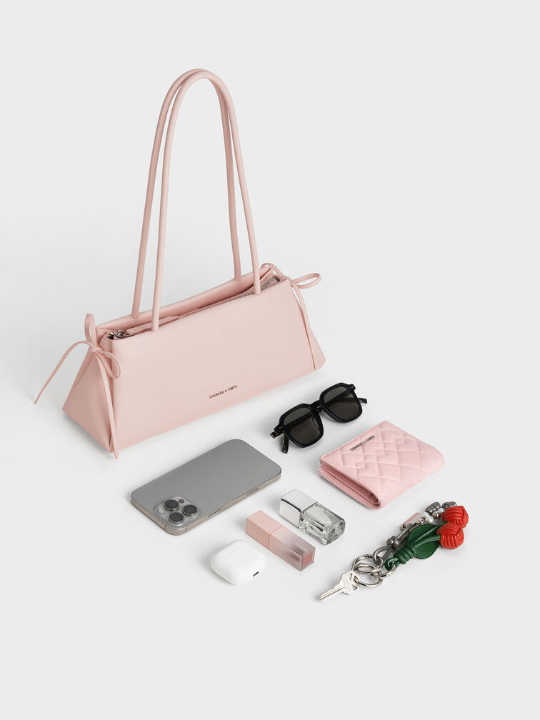 Túi đeo vai hình chữ nhật Bow Elongated Trapeze, Soft Pink, hi-res