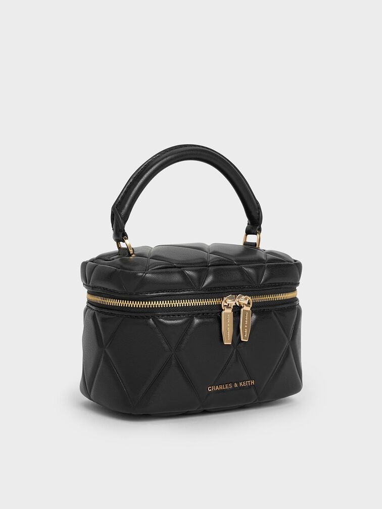 Arwen Quilted Top Handle Vanity Bag, Black, hi-res