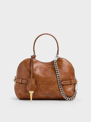 T&uacute;i x&aacute;ch Delfina Chain Side-Belt, Distressed Tan, hi-res