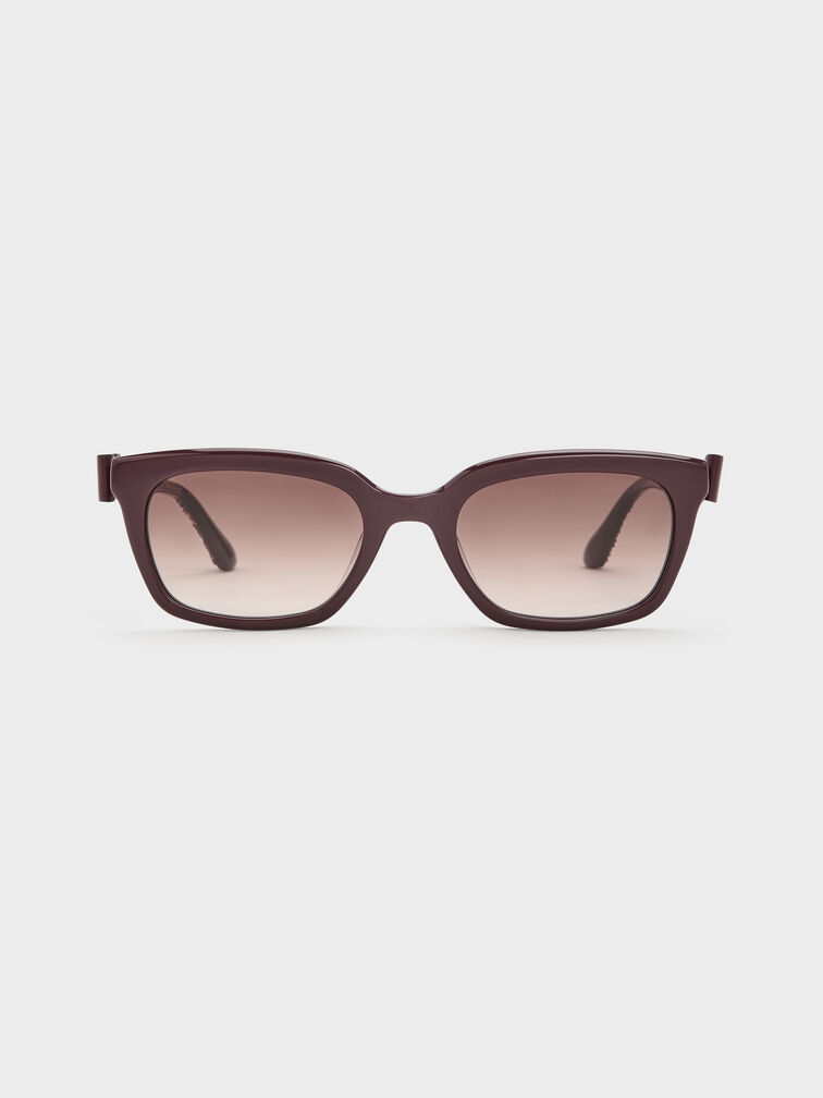 Tanya Bow Rectangular Sunglasses, Wineberry Red, hi-res