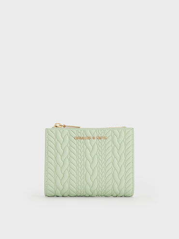 Apolline Textured Top-Zip Wallet, Mint Green, hi-res