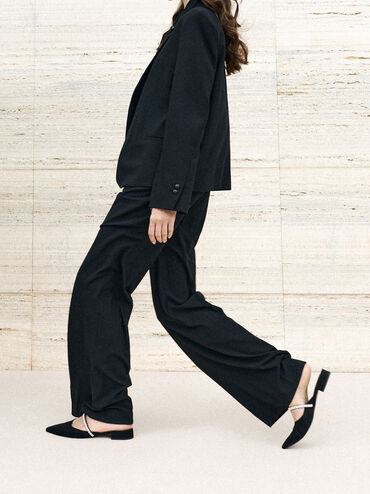 Ambrosia Textured Gem-Embellished Slip-On Flats, Black Textured, hi-res