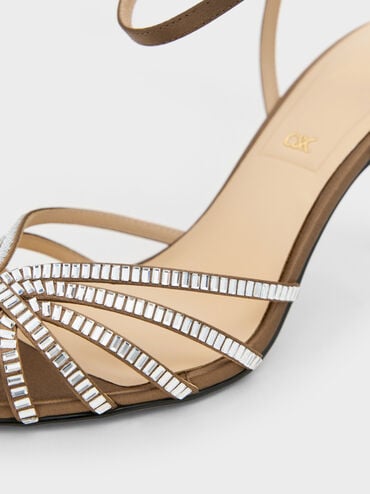 Jaylene Gem Peep-Toe Stiletto Sandals, Brown, hi-res