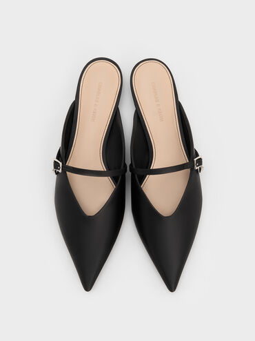 Gi&agrave;y mules mũi nhọn Satin Teardrop-Crystal, Đen họa tiết, hi-res