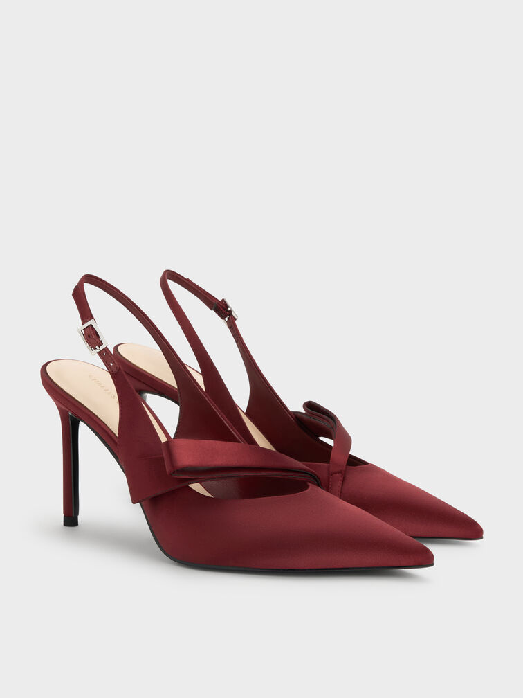 Gi&agrave;y sandals cao g&oacute;t Satin, Đỏ, hi-res