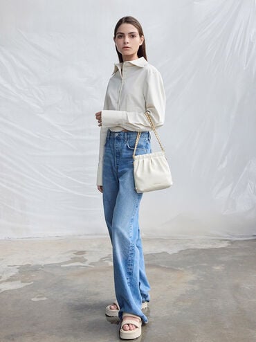 Duo Chain-Handle Two-Way Backpack, Cream, hi-res