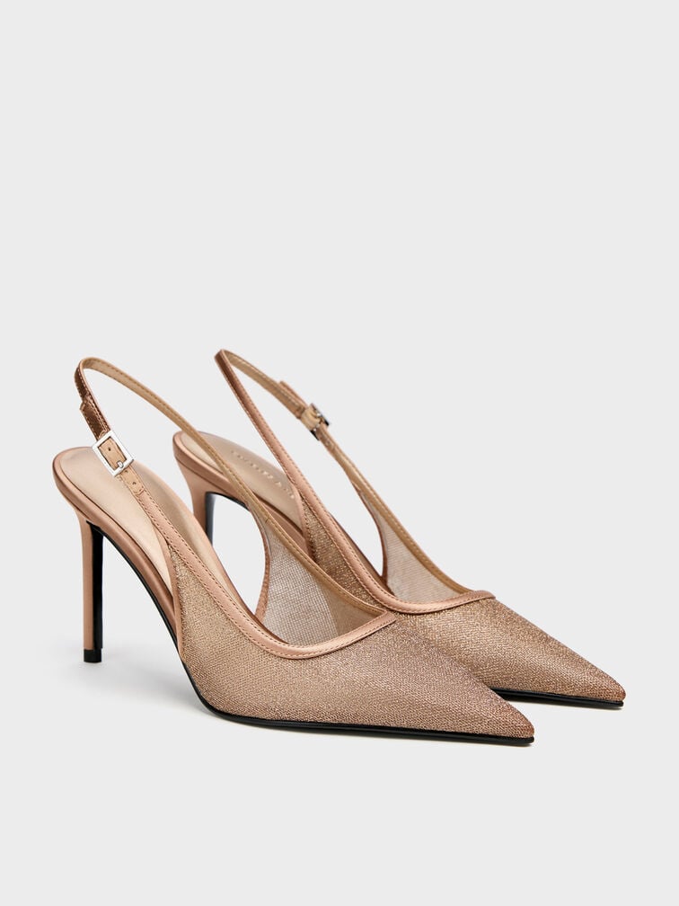 Gi&agrave;y sandals cao g&oacute;t Glittered Mesh, N&acirc;u, hi-res