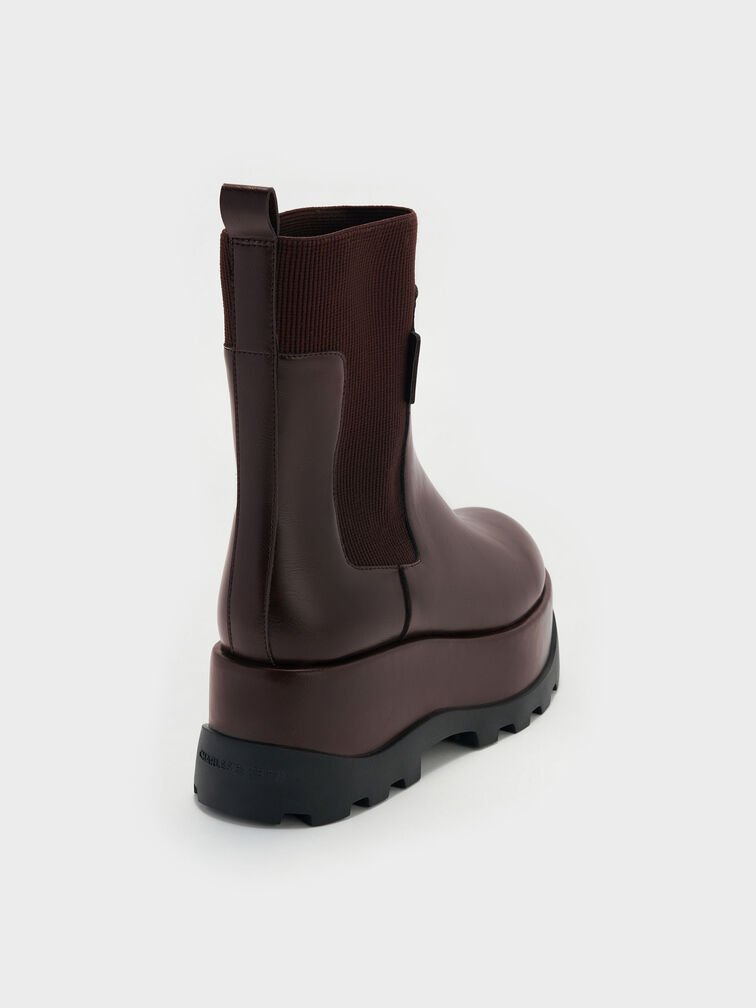 Boots cổ thấp đế cao Barron, N&acirc;u đậm, hi-res