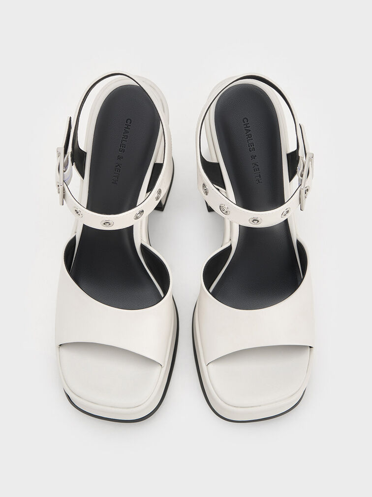 Giày sandals cao gót Joycelyn Grommet, Trắng, hi-res