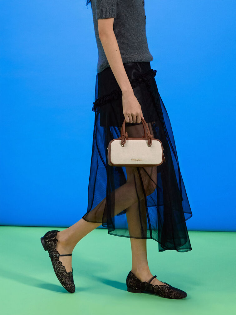 Túi xách Sammie Knotted Handle, Taupe Canvas, hi-res