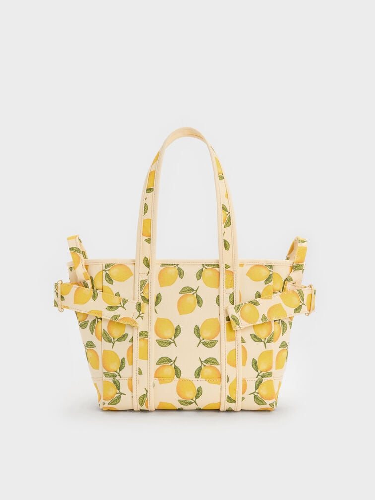 T&uacute;i tote Amity Canvas Lemon-Print, Butter Yellow, hi-res