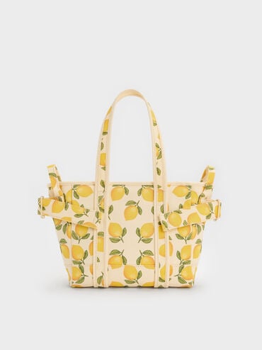 T&uacute;i tote Amity Canvas Lemon-Print, Butter Yellow, hi-res