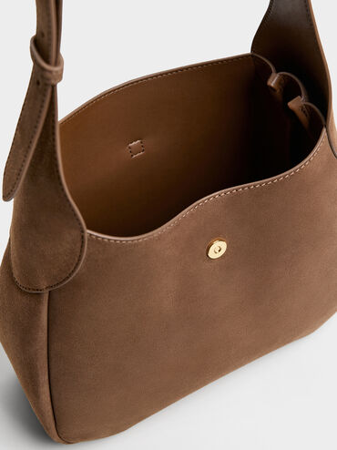Adalyn Recycled Suede Hobo Bag, Mocha Brown, hi-res