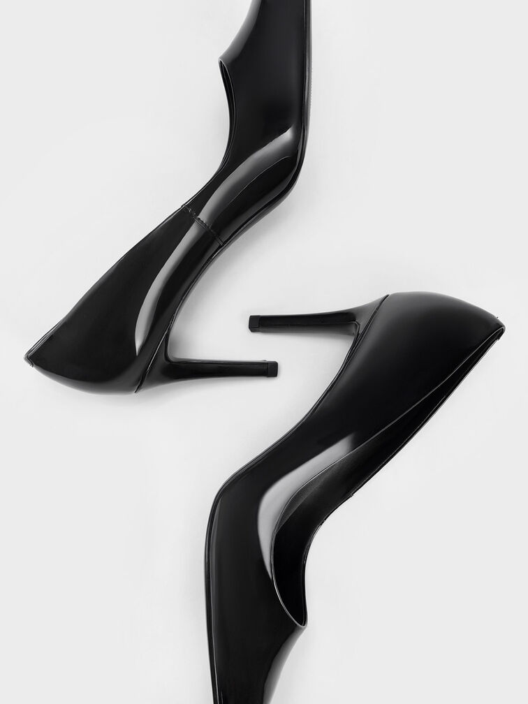 Giày cao gót mũi nhọn Patent Pointed Toe Stiletto, Đen bóng, hi-res