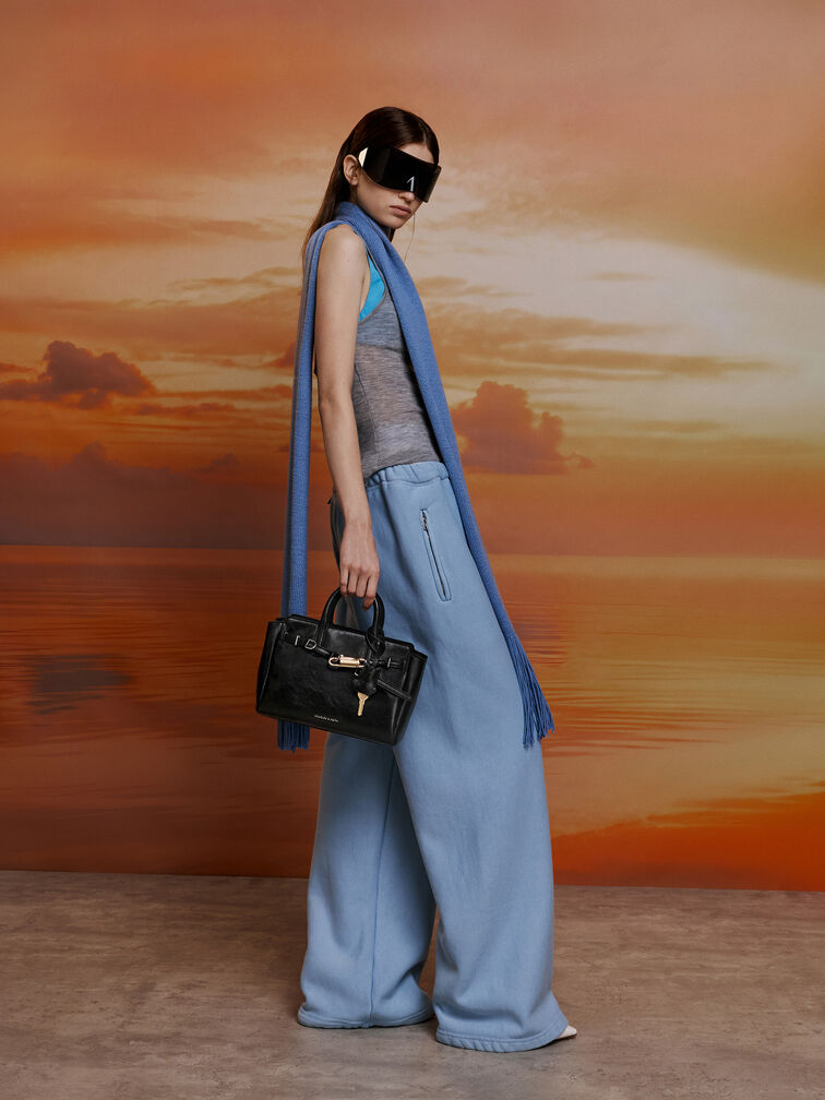 T&uacute;i x&aacute;ch h&igrave;nh thang Mini Delfina Belted, Noir, hi-res