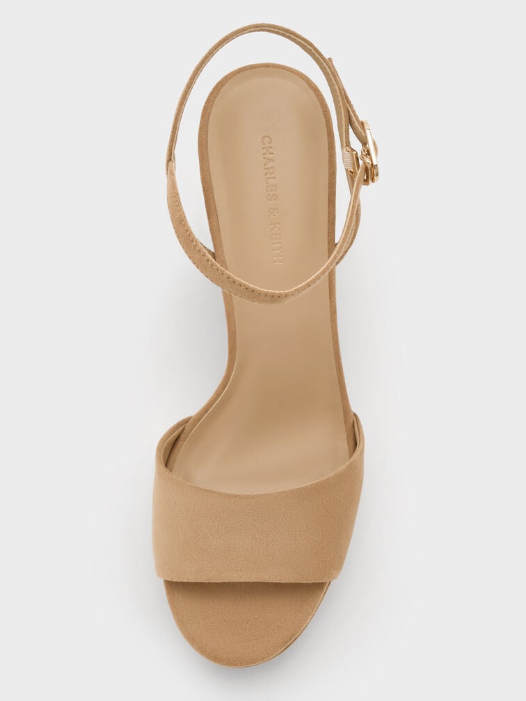 Faux Suede Block-Heel Platform Sandals, Sand, hi-res