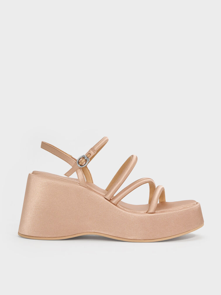 Gi&agrave;y sandals đế xuồng Lindon Satin, Nude, hi-res