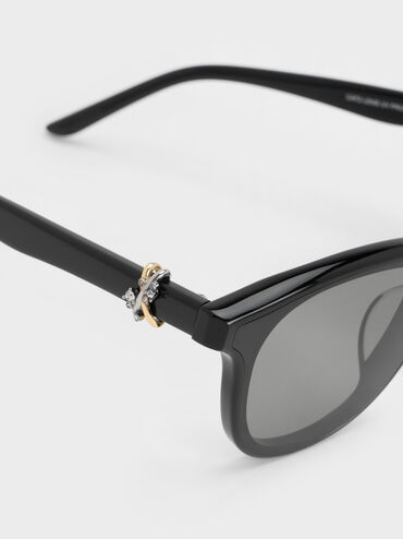 Roux Crystal Square Sunglasses, Noir, hi-res