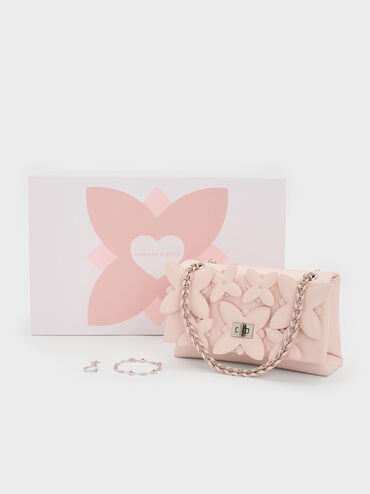 Bộ qu&agrave; tặng: T&uacute;i đeo vai Flower k&egrave;m trang sức, Soft Pink, hi-res
