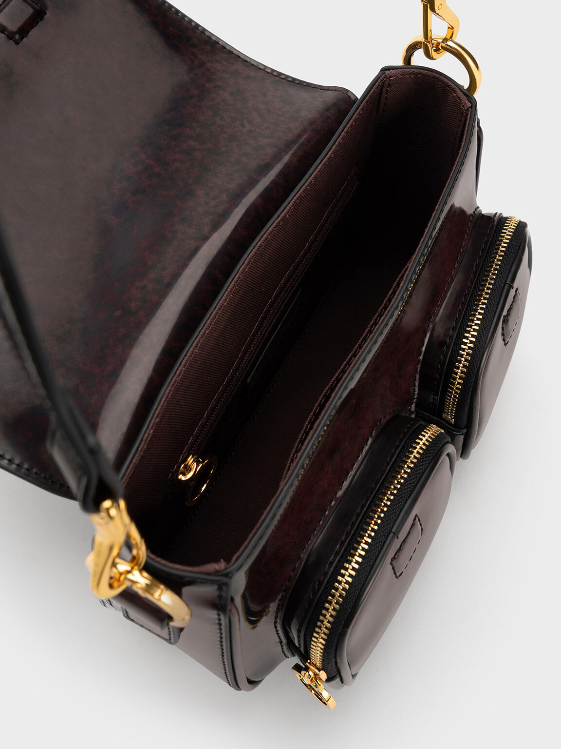 Túi đeo chéo phom chữ nhật Letitia Front Flap, Dark Chocolate, hi-res