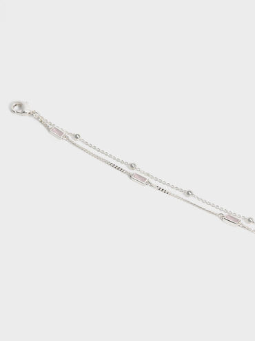 Crystal-Embellished Double Chain Bracelet, Lilac, hi-res