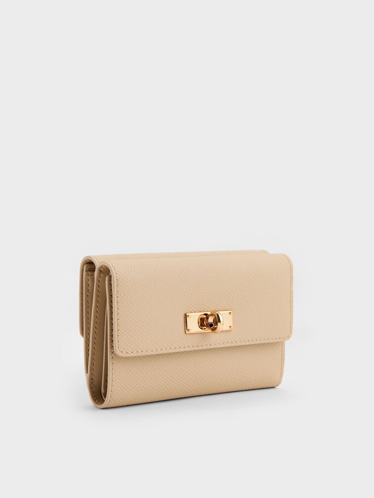 V&iacute; ngắn nắp gập Tricha c&aacute;t be, Sand Beige, hi-res