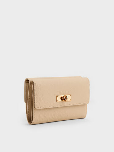 V&iacute; ngắn nắp gập Tricha c&aacute;t be, Sand Beige, hi-res
