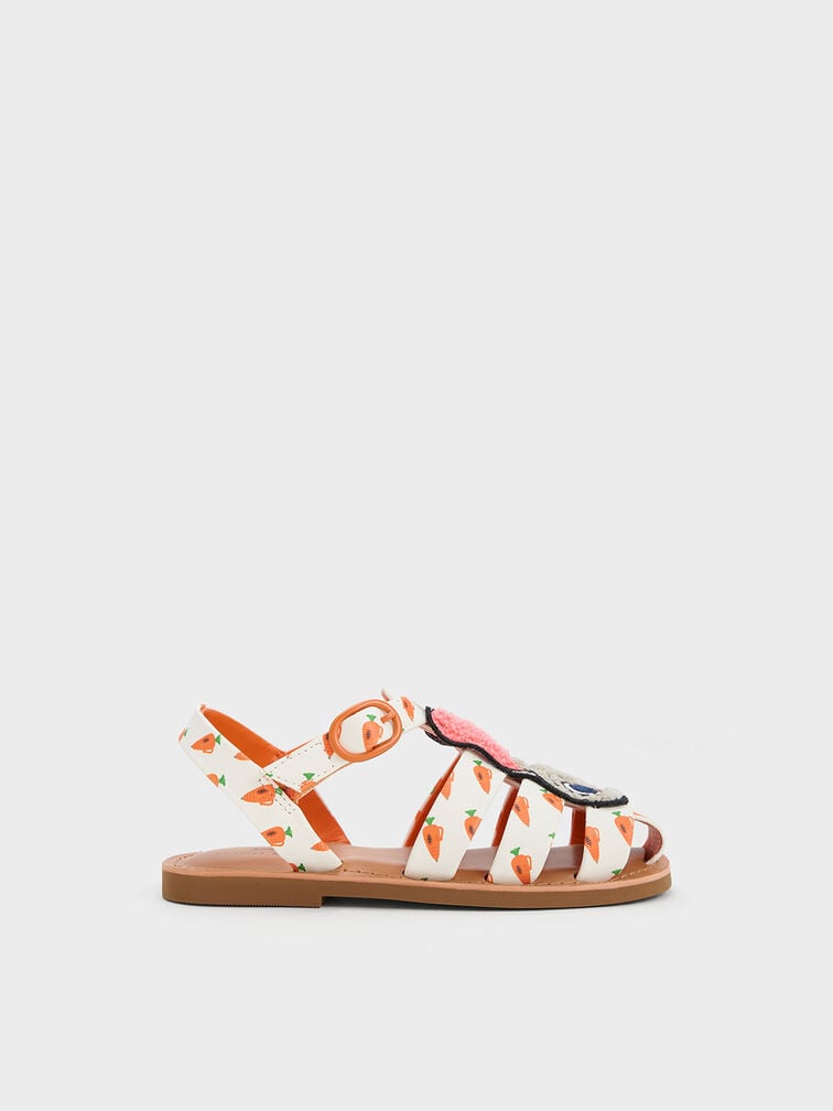 Giày sandals bé gái Judy Hopps Carrot-Print Gladiator, Nhiều màu, hi-res