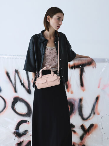 Rachel Multi-Pocket Bowling Bag, Soft Pink, hi-res
