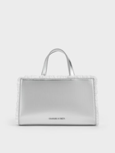 T&uacute;i x&aacute;ch phom chữ nhật Raina Metallic, Bạc, hi-res