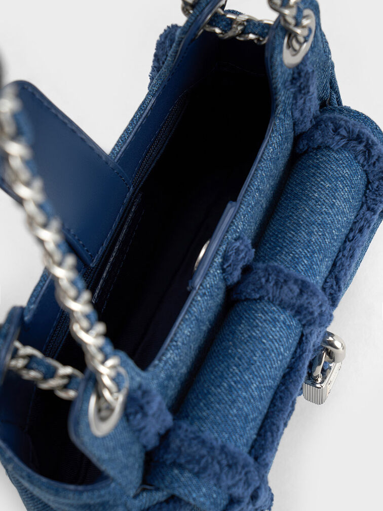 Suki Denim Padlock Shoulder Bag, Denim Blue, hi-res
