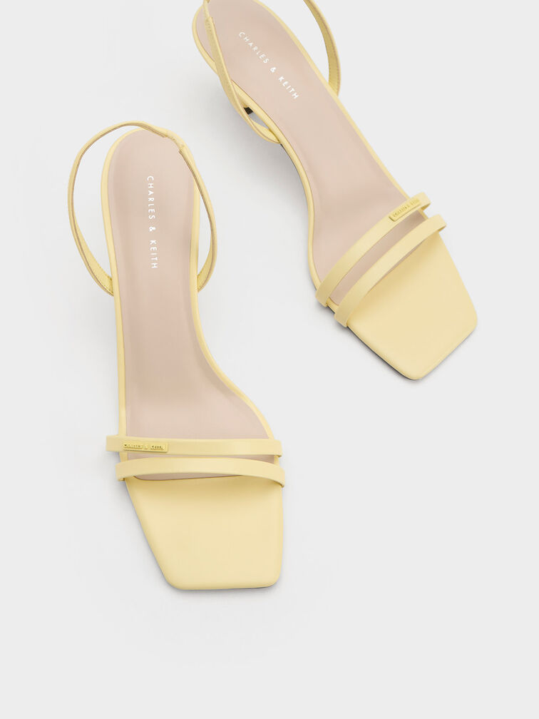 Giày sandals cao gót Double Strap Slingback, Vàng, hi-res