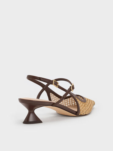 Gi&agrave;y cao g&oacute;t mũi nhọn Raffia, Dark Brown Textured, hi-res