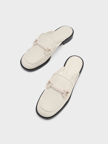 Giày mules mũi vuông Beaded Accent Loafer, Phấn, hi-res