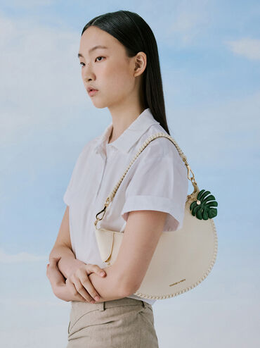 Blume Braided Curved Hobo Bag, Cream, hi-res
