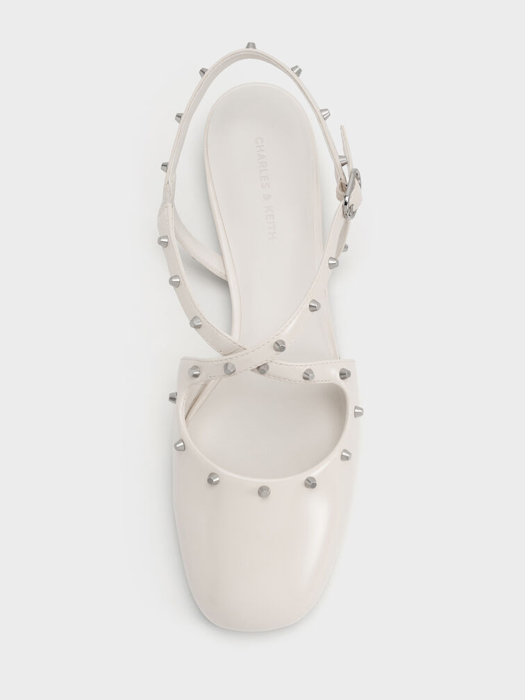 Gi&agrave;y sandals mũi vu&ocirc;ng Studded Crossover, Be, hi-res