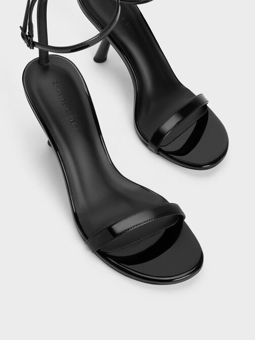 Giày sandals cao gót Metallic, Black Patent, hi-res
