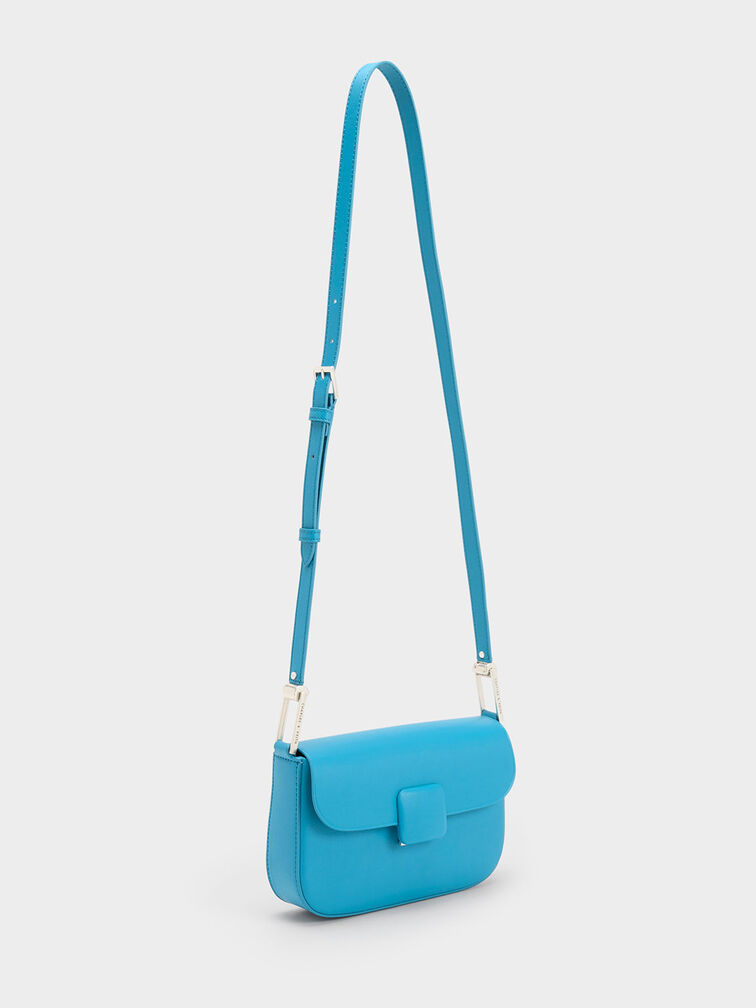 Túi đeo vai phom chữ nhật Koa Square Push-Lock, Xanh blue, hi-res