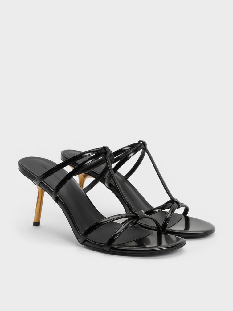 Crossover T-Bar Strappy Mules, Black Boxed, hi-res