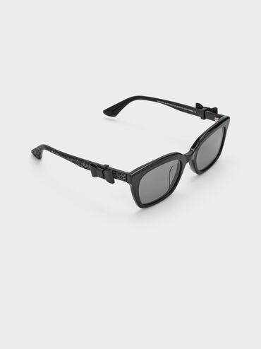 Tanya Bow Rectangular Sunglasses, Jet Black, hi-res