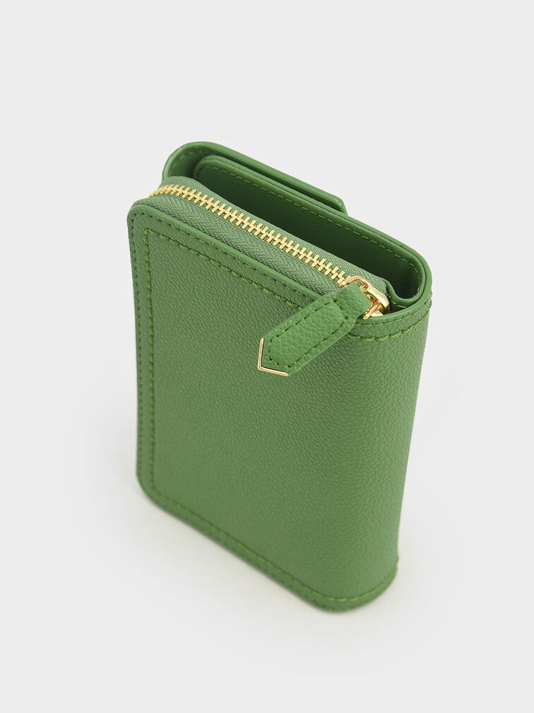 Stitch Trim Envelope Wallet, Green, hi-res